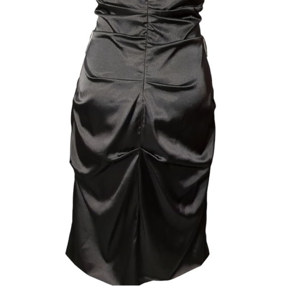 LE CHATEAU Gorgeous Black Satin Ruffles Cocktails Formal Dress Size L - Picture 9 of 10